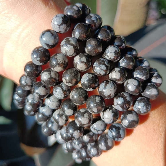 Snowflake Obsidian Crystal stone Bracelet - Picture 1 of 4
